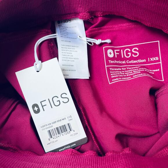 FIGS Boston Slim Jogger Scrub Pants Maroon Purple Size XXS NEW - Picture 6 of 7